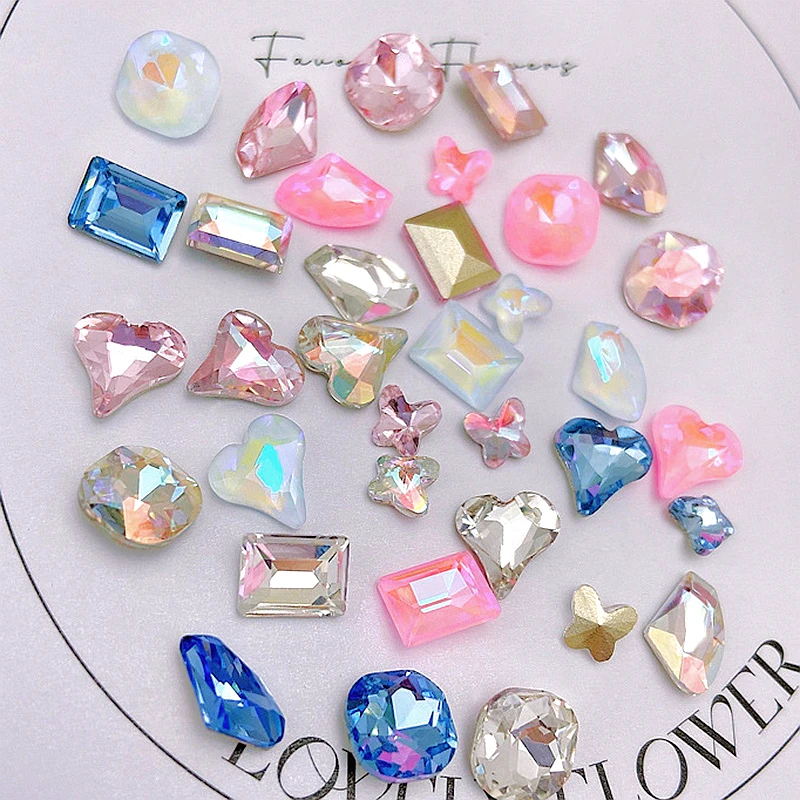 25PCS 3D Glass Nail Art Decoration Crystal Pointed Bottomed Rhinestones Biżuteria Akcesoria Części Manicure Decor Supplies Materiał