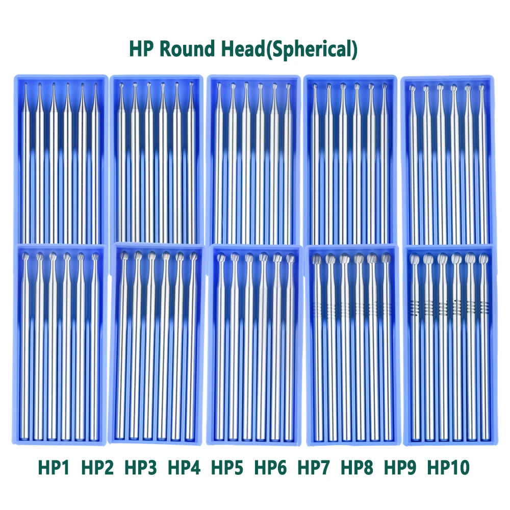 

Dental Tungsten Carbide Burs HP Round Head Burs Spherical for Straight Nose Cone Handpiece or Micro Motor Handpiece 6Pcs/Box