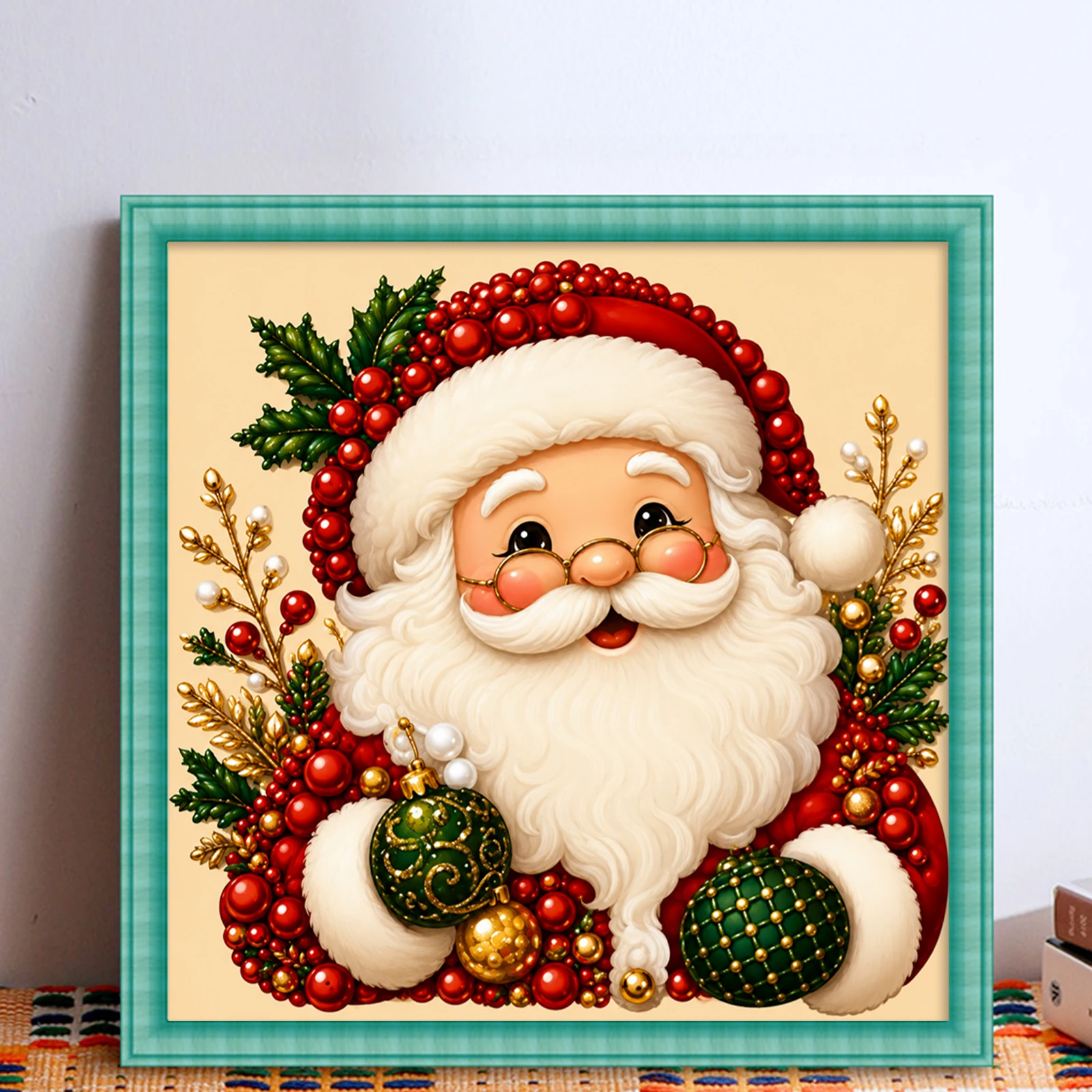 14CT Cross Stitch Kit Christmas Stamped Embroidery 30x30cm Holiday 2 Strand Cotton Thread Needlepoint Full Set
