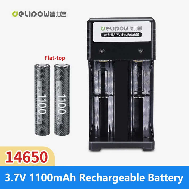 2-4pcs 100% New Original Delipow Flat-top 14650 battery 3.7v （14*65mm） 650mAh 14650 Lithium lon Rechargeable Battery