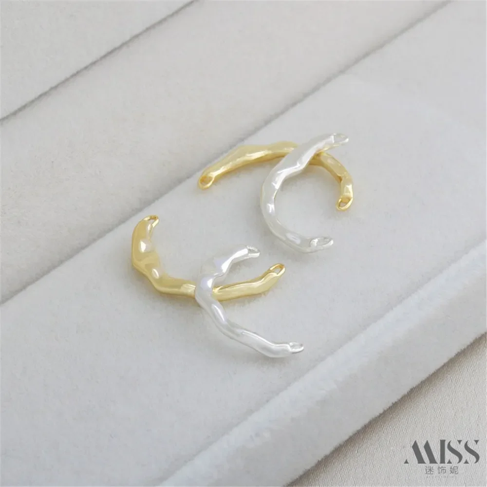 14K Gold-wrapped Irregular Finger Half Ring DIY Handmade Pearl Beaded Ring Finger Ring Jewelry Accessories