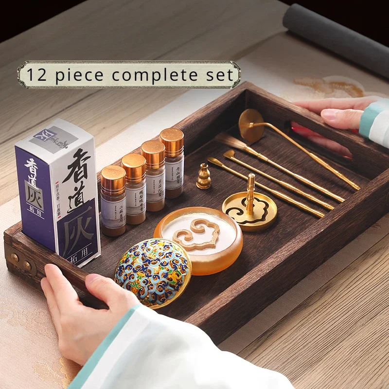 Copper Incense Set Entry Primary Incense Seal Tools Incenses Press Gift Box Household Indoor Incense Burner Supplies Decoration