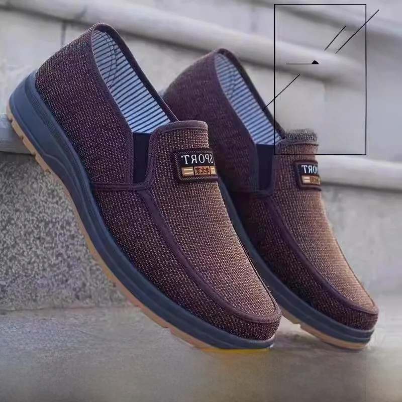 

Мужские повседневные слипоны из ткани в пекинском стиле, низкие, износостойкие, для вождения, в китайском стиле, на плоской подошве, с круглым носком, резиновые.