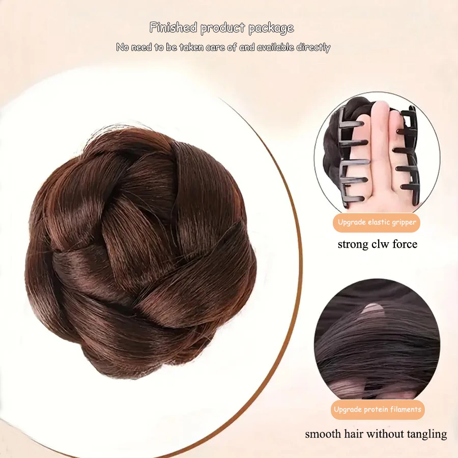 Synthetic upgraded claw clip hair bun gentle and round flower bud hair bun, durable and long-lasting, suitable for women