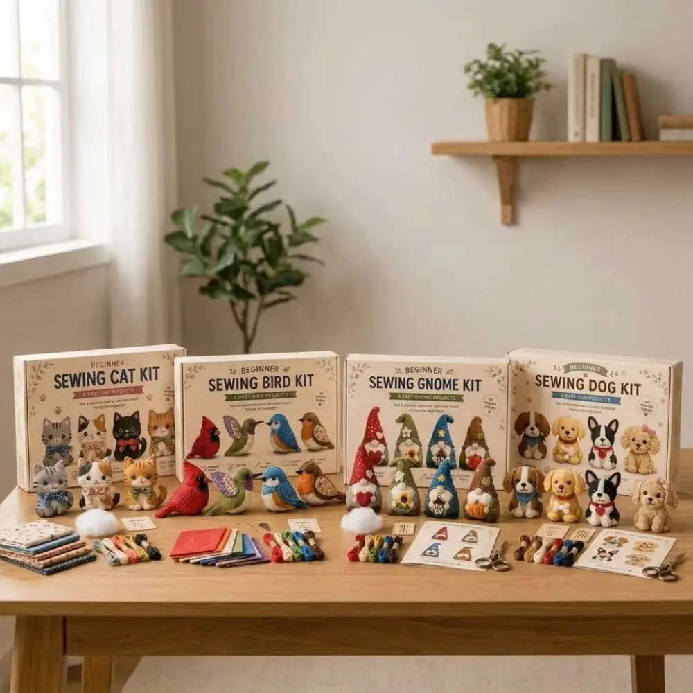Pre-cut Fabric 3D Felt Sewing DIY Kit Cartoon Bird Animal Charm DIY Sewing Art Craft Set Unique Cat Dog Gnome - view 3