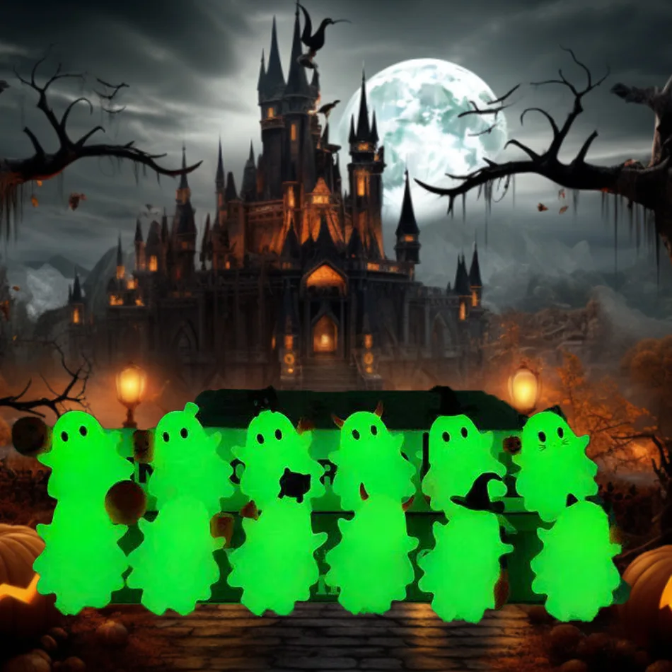 Ghostees Halloween Phone Buddy Stick-On Mystery Ghost & Pumpkin Mini Charm for Party Phone Accessories