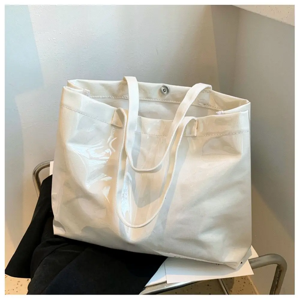 Korean Style Clear Tote Bag Summer Fashion Canvas Handbag Large Capacity Minimalist Casual Shoulder Underarm Bags
