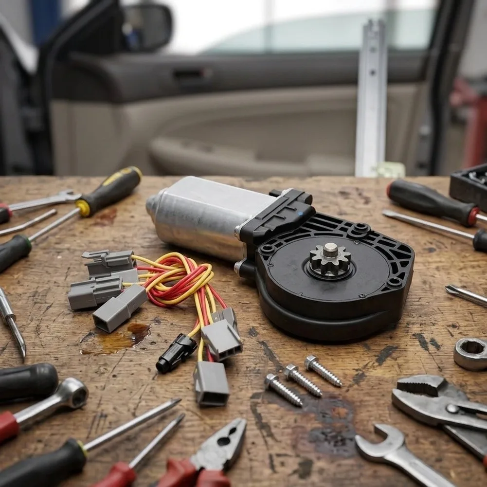Front Door Motor Window Motor For Car Window Repair Direct Replacement Metal And Plastic Black Finish High Durability