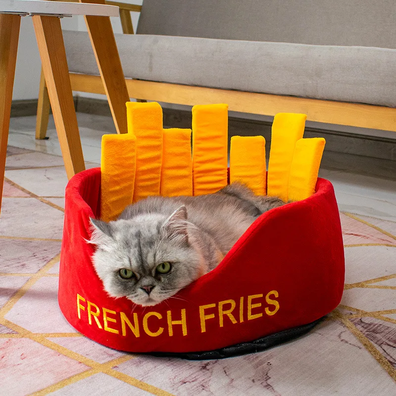 Fashion Cat Beds, Indoor Cat House, Creative Cat/Dog Cave Pet Nest for Kittens or Small Dogs Hamburg Soda French Fries Styles