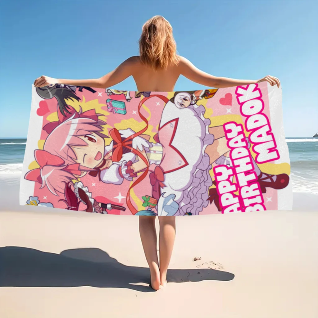 Puella Magi Madoka Magica Print Quick Dry Sandless Beach Blanket Soft Comfortable for Men Women Camping Pool Towel