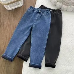 Children Warm Pants Velvet Winter Warm Pants Jeans for Girls Boys Fall Trousers Outerwear Clothes Teenagers Kids