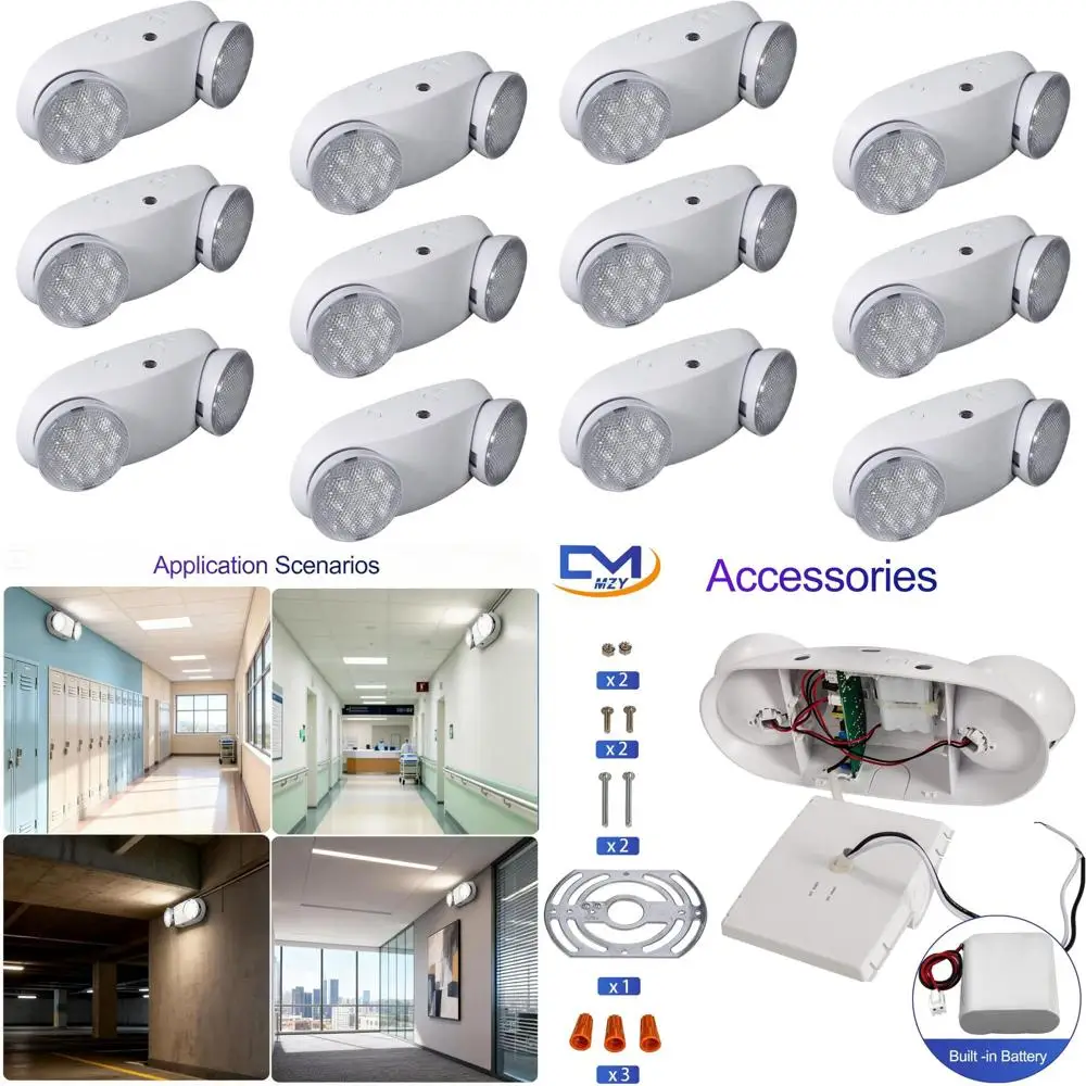 

Emergency LED Light Fixtures with Battery Backup, 120V/277V AC, UL Certified, 6-Pack