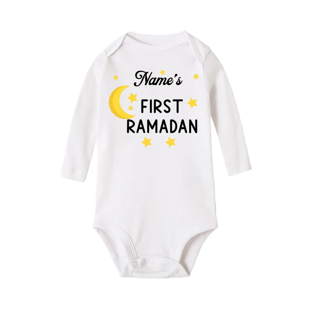 Personalized Ramadan Baby Bodysuit Custom Name Newborn Eid Jumpsuit Infant Ramadan Romper Islamic Muslim Holiday Babies Outfits