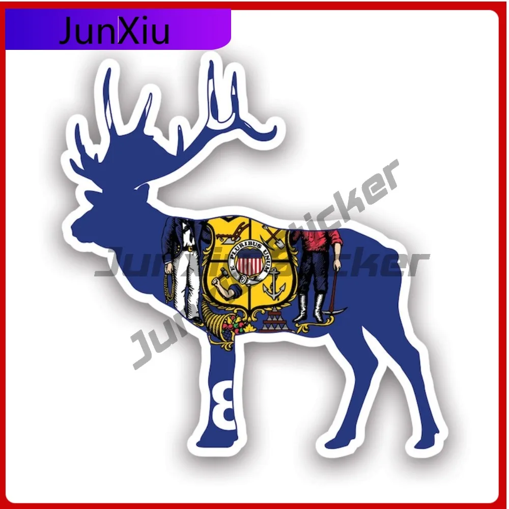 

3d Wisconsin Deer Shaped Flag Sticker Uv Protected Decalsv2 Stag Hunter Hunting Archery Antlers Outdoors Explore Awesome