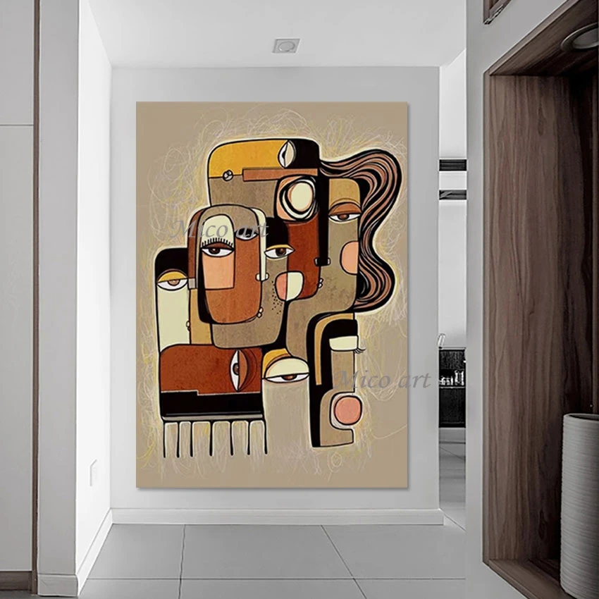 

Художественная Современная Картина на холсте Безрамная стена, картины маслом с рисунком, дизайн глаз, ручной рисунок, акриловая декоративная картина