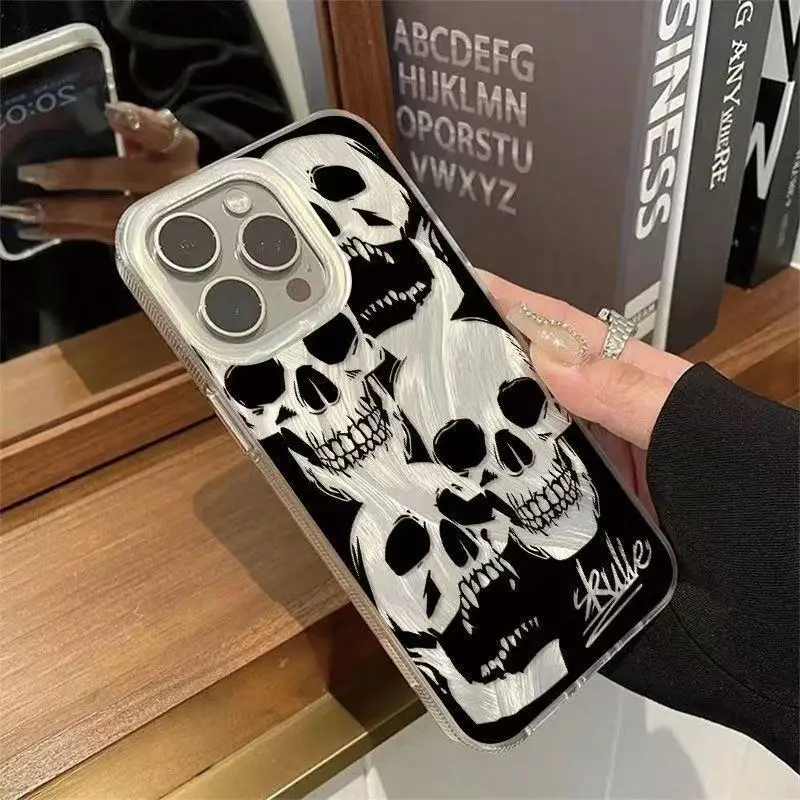 ハロウィン 悪魔 スカル スマホケース iPhone 17 16 15 14 13 12 11 Pro Max XR XS MAX 7 8 PLUS Air対応 耐衝撃 レーザーカバー