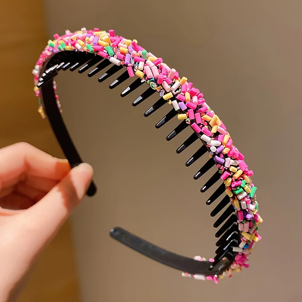 1Pc Kidsren\'s Rainbow Color Toothed Hair Hoop Girls Do Not Hurt Hair Accessories