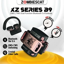 Zombies Cat B9 OWS/TWS Wireless Earbuds Open Ear/in Ear Dual Mode Bluetooth 5.4 Earphones Crystal Clear Calls Wireless Headphone