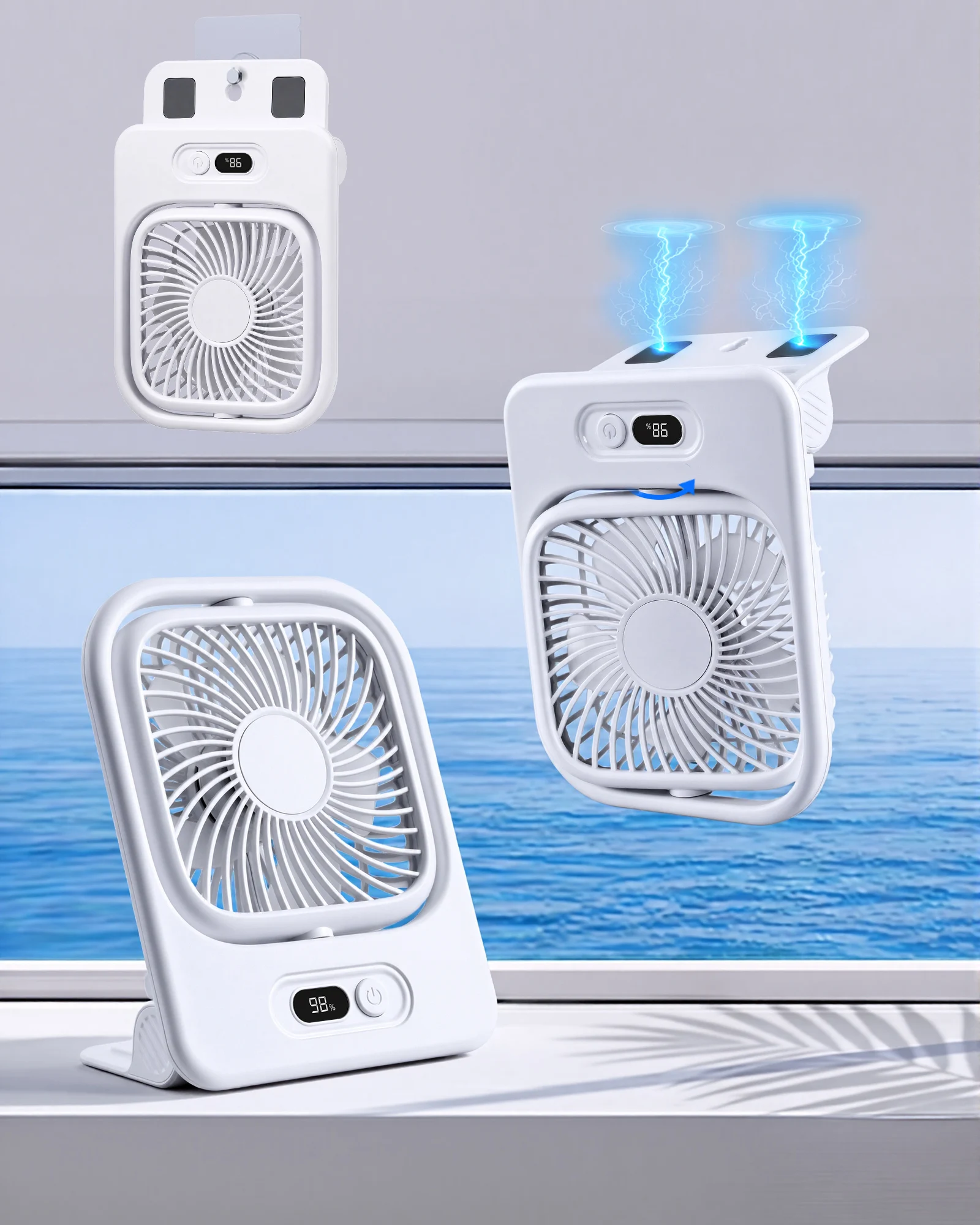 Hipacool Mganetic Fan for Cruise Ship 3000mAh Rechargeable Battery Cooling Fan fro Wall & Desktop Foldable & 360° Adjustable