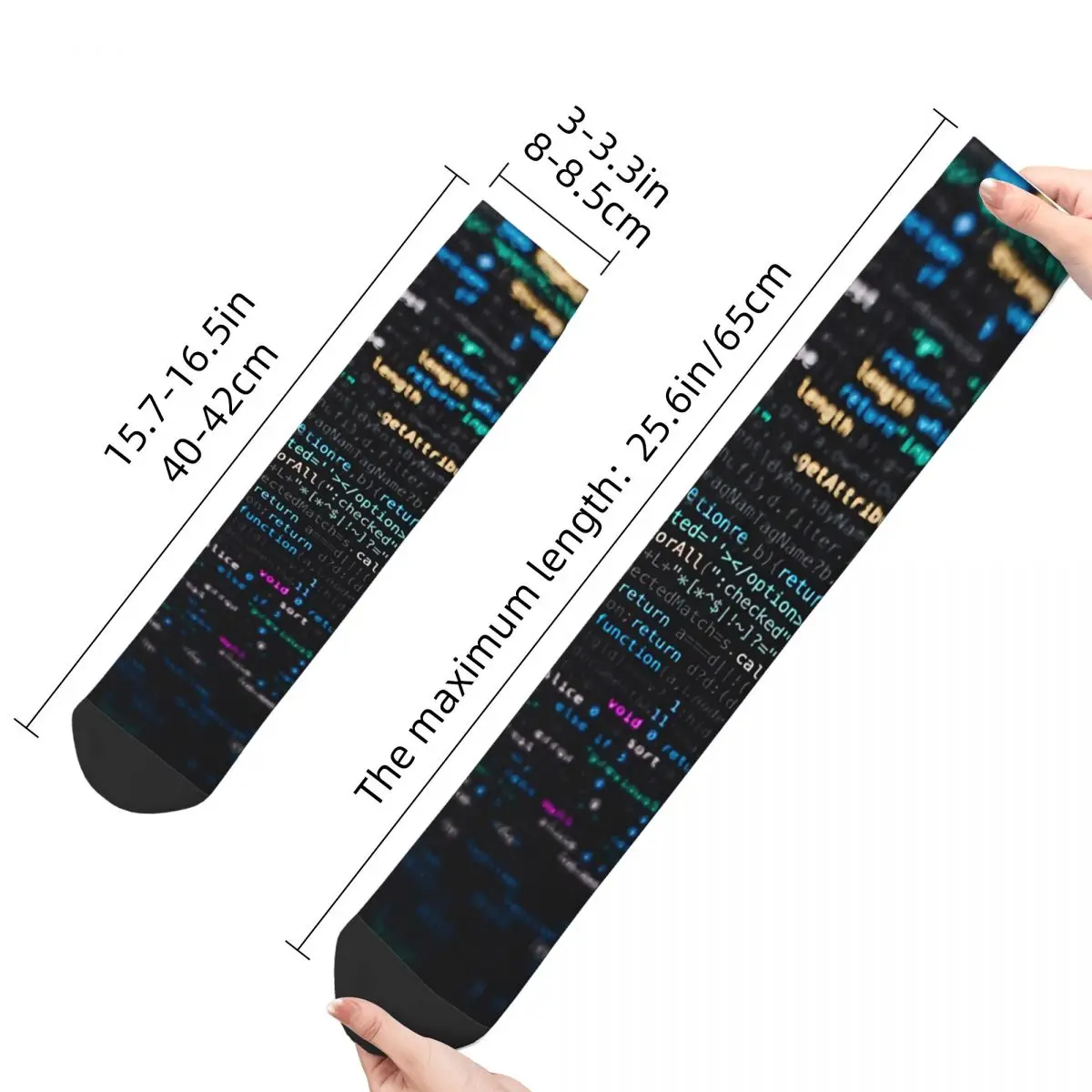 Funny Men\'s Socks Software Code Vintage Harajuku Coding Geek Developer CPU Hip Hop Novelty Crew Crazy Sock Gift Pattern Printed