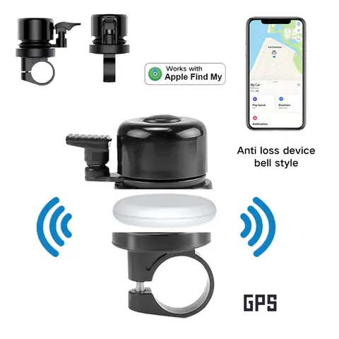 Bicycle Bell for Mini Smart Tag tracker on Bike Mount GPS Tracker Waterproof Classic Brass Holder Hides Tag Under Bike Bell