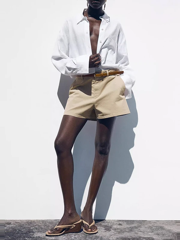 Lässige, lockere Damen-Artees mit Gürtelfalten, Sommer 2022, neuer Stil, Übergröße, mittlere Taille, PVC-Stoff, A-Linie, Hose