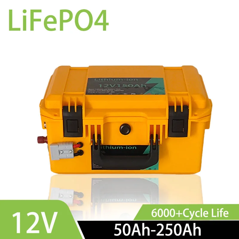 12v 50ah 60ah 80ah 100ah 250ah 120ah LiFePO4 Lithium Battery with BMS Intelligent 4S for Boat Rubber Boat Propeller Trolling Mot