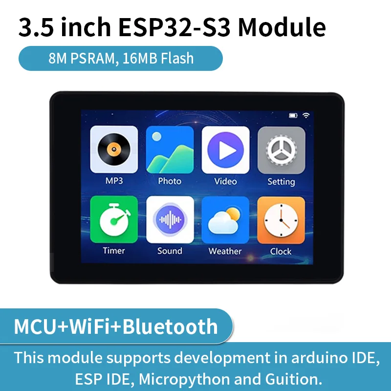 esp32-s3-35インチ静電容量式タッチipsモジュール、8m-psram、16m-flash、320-480、arduino-ide、esp-ideでの開発に対応
