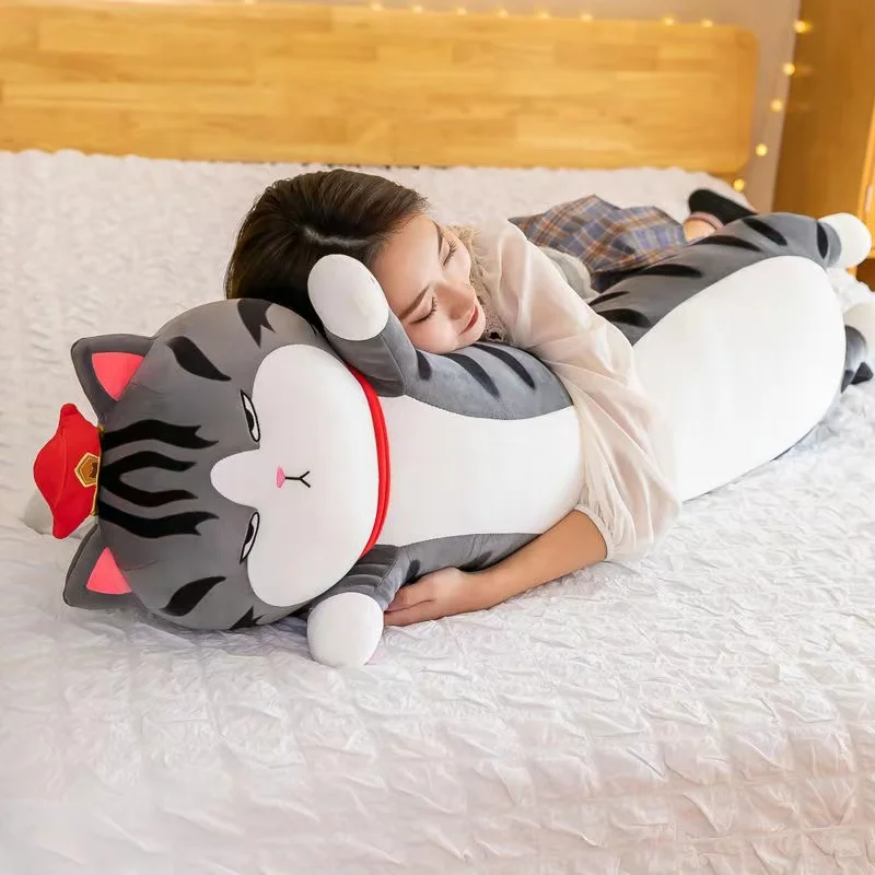 55-135cm Cute Long Live My Emperor Cat Bazaar Black Dog Pillow Kawaii Plush Toy Cartoon Animal Stuffed Doll Gifts for Kids