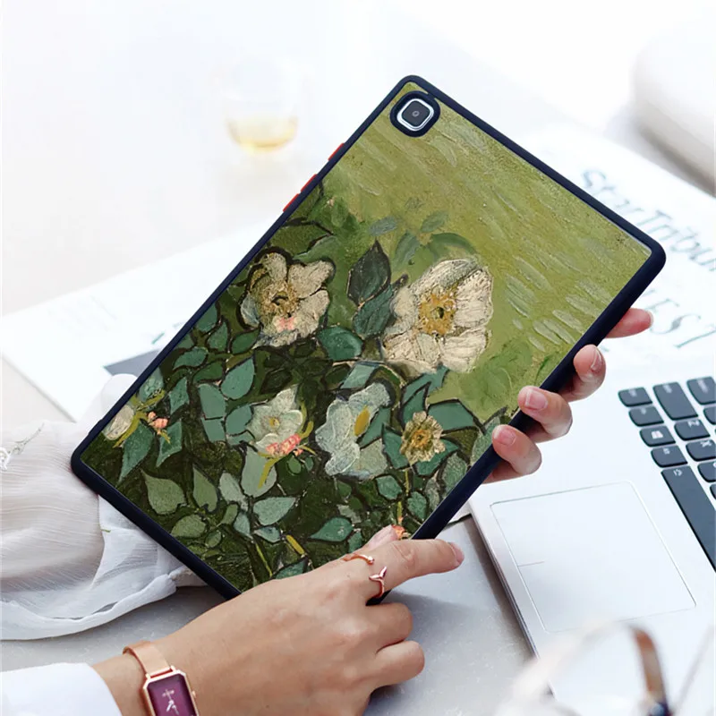 Samsung Galaxy Tab S8 S7 artı FE için 12.4 inç kılıf Tab S7 S8 S9 11 A7 S6 Lite A8 10.5 bir 8.0 T290 ayçiçeği sanat mat kapak