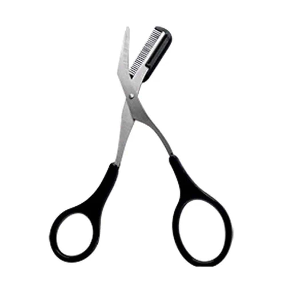 Eyebrow Trimmer Scissor with Comb Female Male Eyebrow Eyelash Scissors Safety Stainless Steel Face Razor Makeup Beauty Scissors