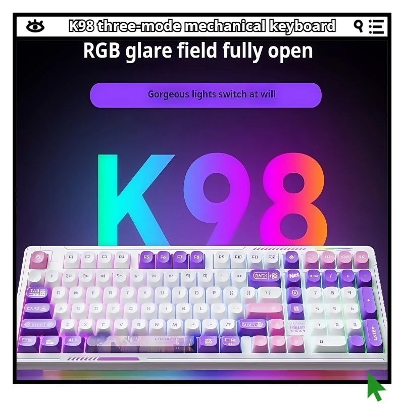 

Lingbao K98 Mechanical Keyboard Side Engraving Wireless PEC Three Mode Connection Customized Rgb LEOBOG Millisecond Response