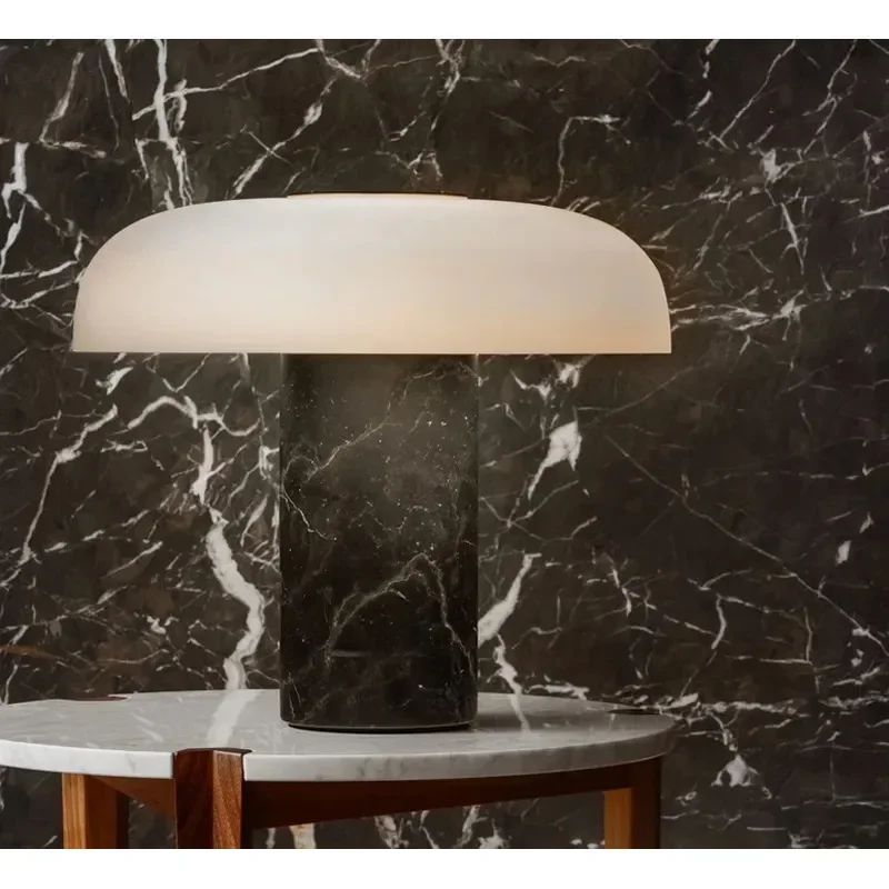 Post modern light luxury marble table lamp Nordic designer style sample room bedroom bedside hotel black and white table lamp