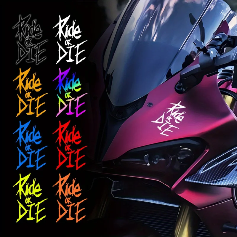 

2 наклейки на мотоциклетный шлем - RIDE THE DIE водонепроницаемые цветные наклейки с алфавитом в стиле граффити