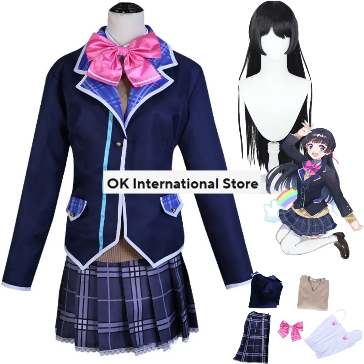 Anime Vtuber Virtualsan-look Tsukino Mito Cosplay Costume parrucca giappone corea del sud Jk uniformi scolastiche gonna donna abito Kawaii