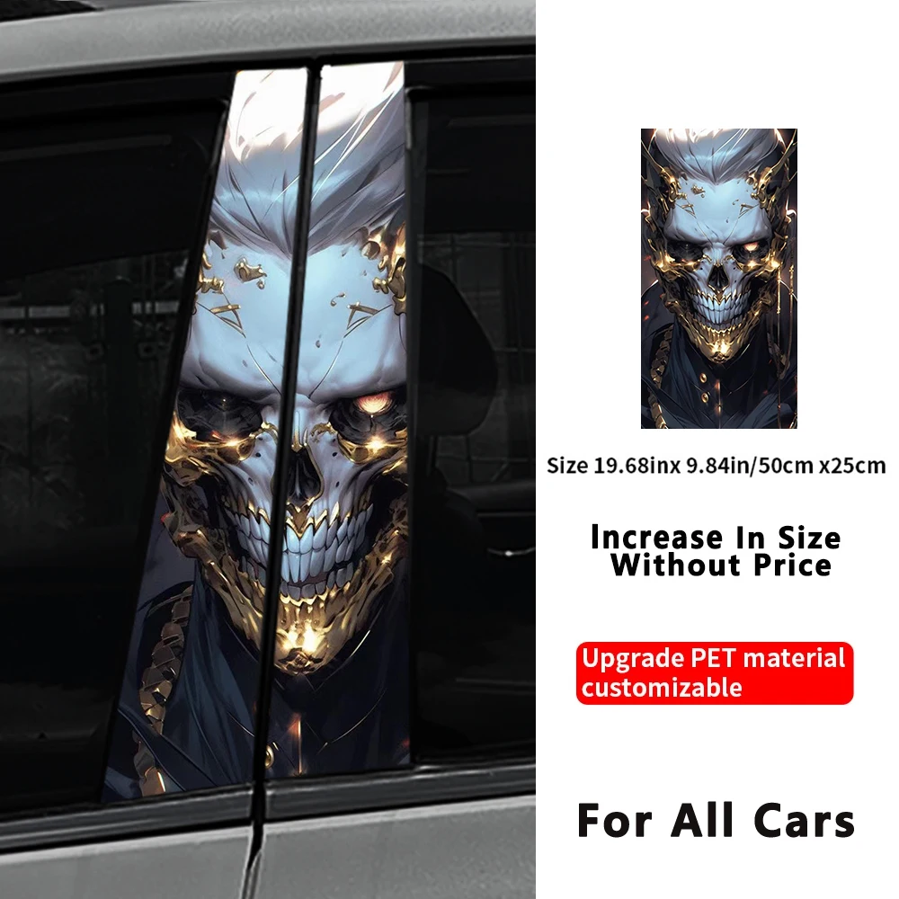 Gothic Skull Couple Car Stickers B-pillar Sunscreen DIY Auto Center Column Cover Scratches Cartoon Decoration Accessories