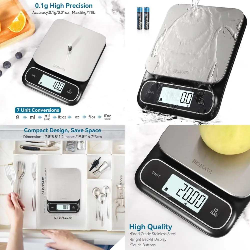 

Высокоточные цифровые кухонные весы, водонепроницаемые по стандарту IPX6, точность 0,1 г/0,01 унции, грузоподъемность 5 кг, с подсветкой, из нержавеющей стали, для продуктов, приготовления пищи, B