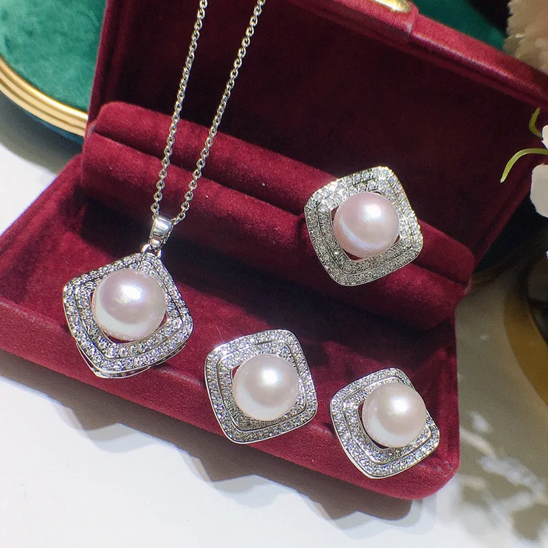 

Костюм с пресноводным жемчугом Light18k, полный бриллиант, украшение с микроинкрустацией, модный универсальный темпераментный праздничный подарок123