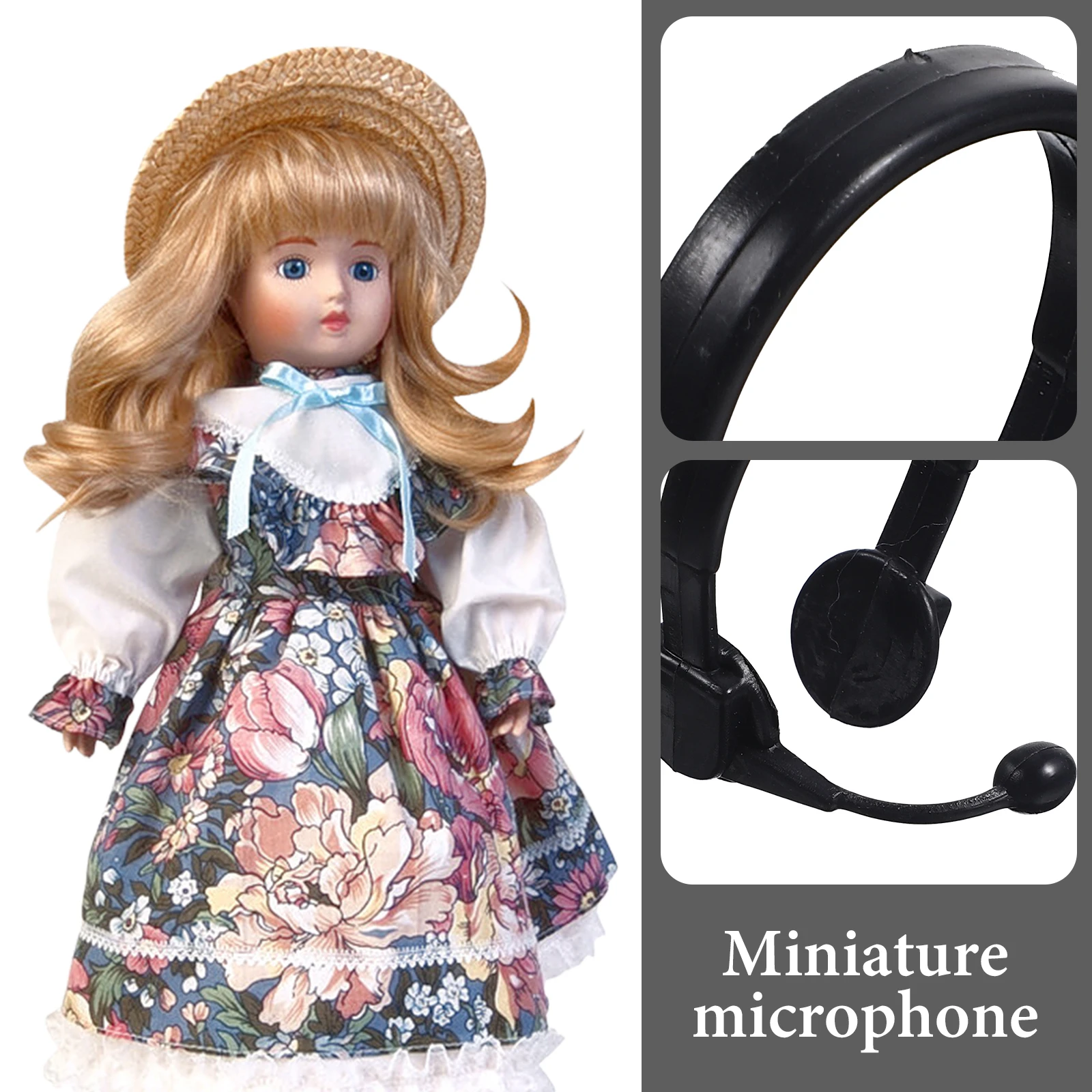 

50 Pcs Miniature Microphone Headset Accessories Plastic Decorative Pretend Play DIY Craft Simple Practical Baby Toy