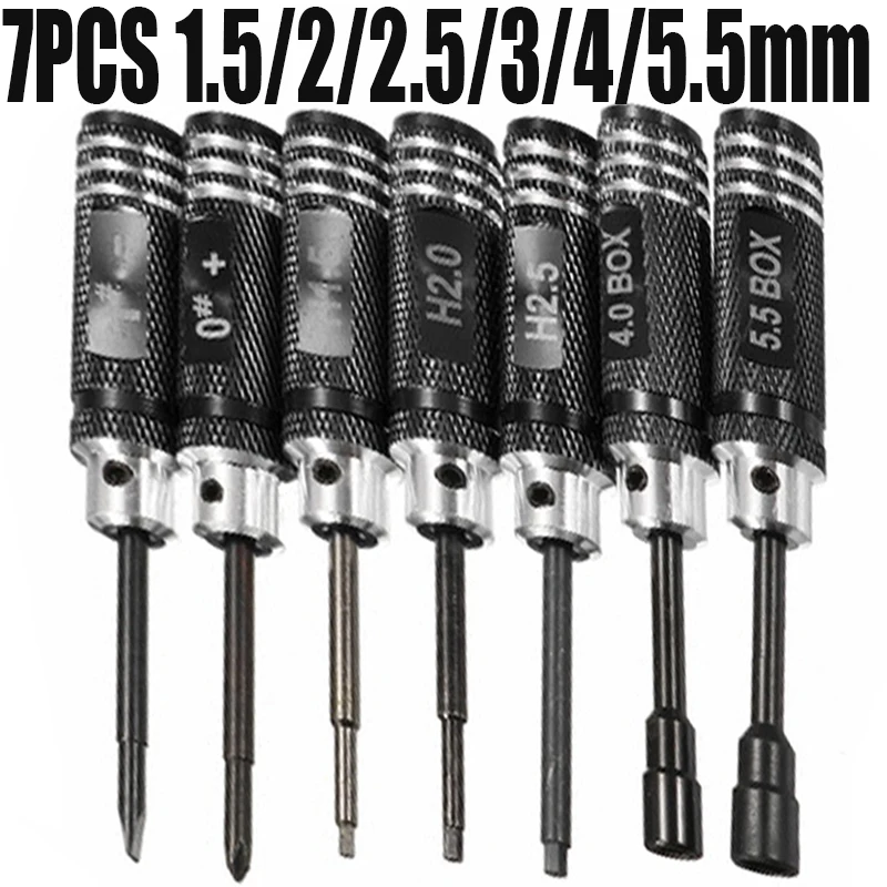 

7pcs 1.5/2/2.5/3/4/5.5mm DIY Hexagonal Hex Screw Driver Tool Set Screwdriver For RC Camera Drone Quadcopter Helicopter