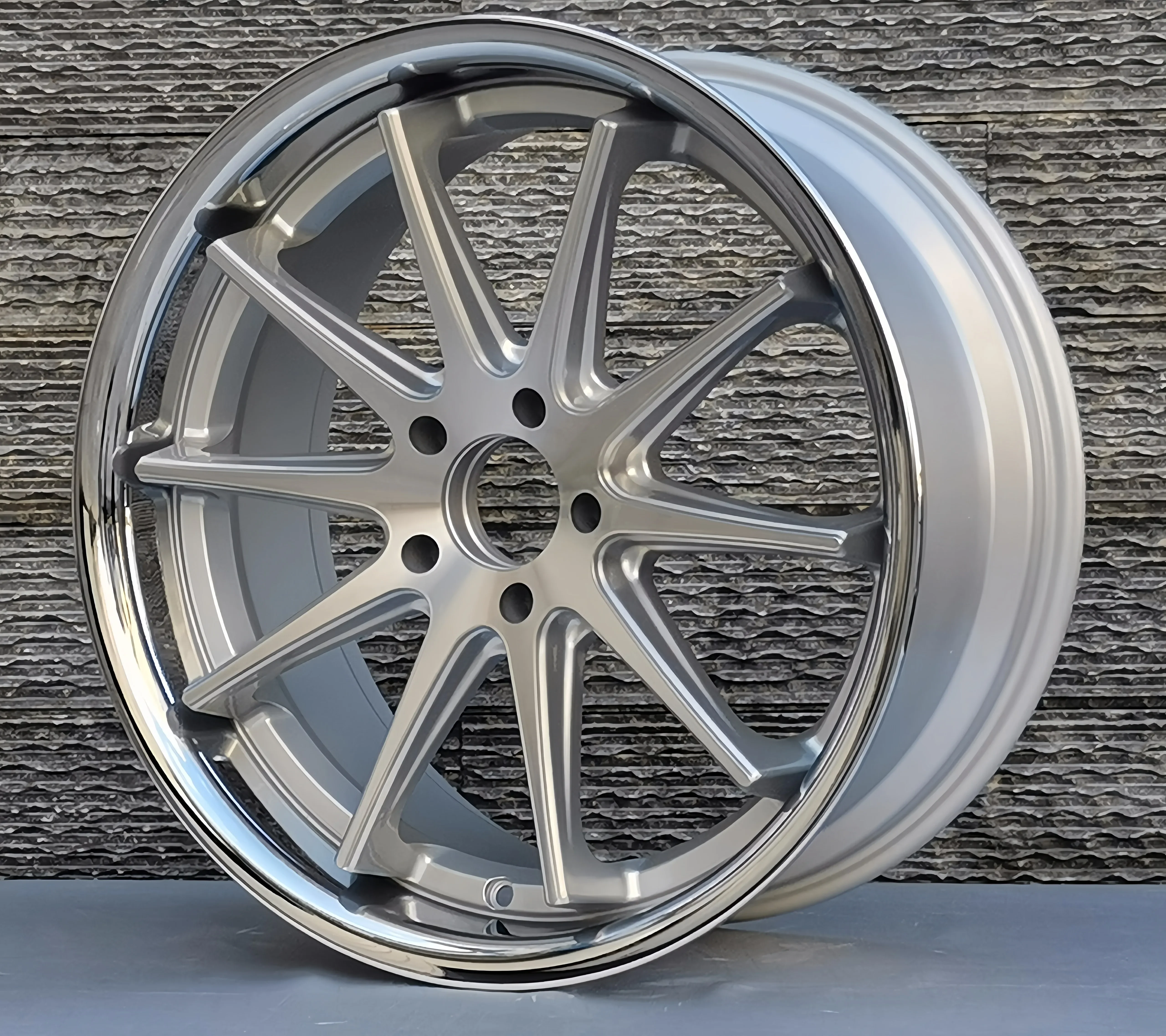 Silver White Stainless Steel Cladding 19 Inch Alloy Wheels Pcd 5x120 5x112 5x114.3 10 Double Spoke Car Rims for M4 X3m E34