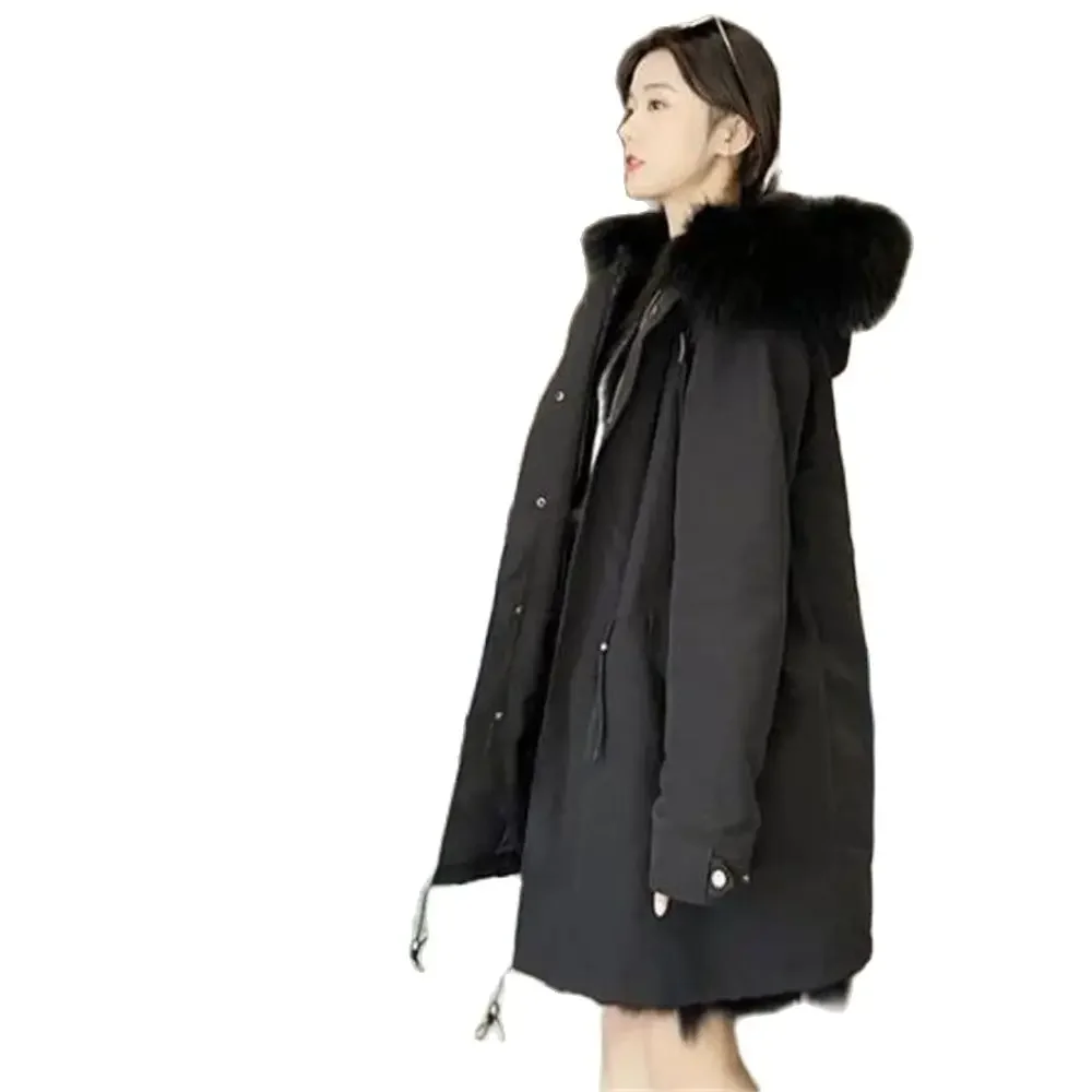 Pop para baixo longo jaquetas à prova dwaterproof água para mulheres casaco de pele de raposa do falso para o sexo feminino quente puffer jaqueta para senhora roupas de inverno 2024