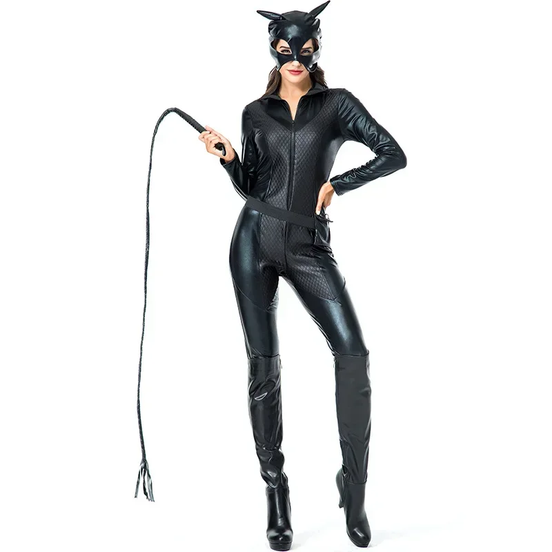 

Sexy Cat Women Costume Whip Cat Mask Suit for Halloween Party Cosplay Sexy Erotic Jumpsuit Woman Slave Stage Performance Outfits