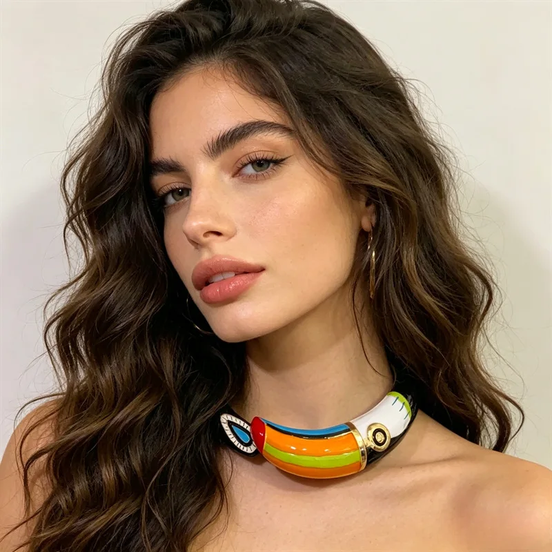 Colored Dropper Parrot Collar Necklace Bracelet Earrings Set Women Girl Gifts Fashion Jewelry Hot Sale Party Gift 2026 New Style