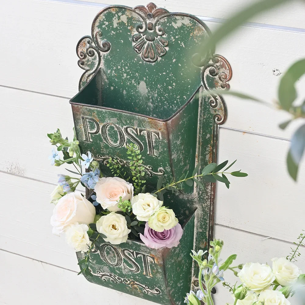 Cross-border wrought iron wall hanging storage European mailbox retro decoration garden finishing tool pendant mailbox