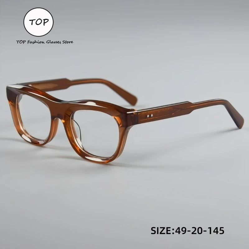 

ТОП Ретро прозрачные коричневые оправы для очков для мужчин и женщин, ацетатные оптические очки, новинка 2025 года, повседневные готовые очки по рецепту, размер 49-20-145