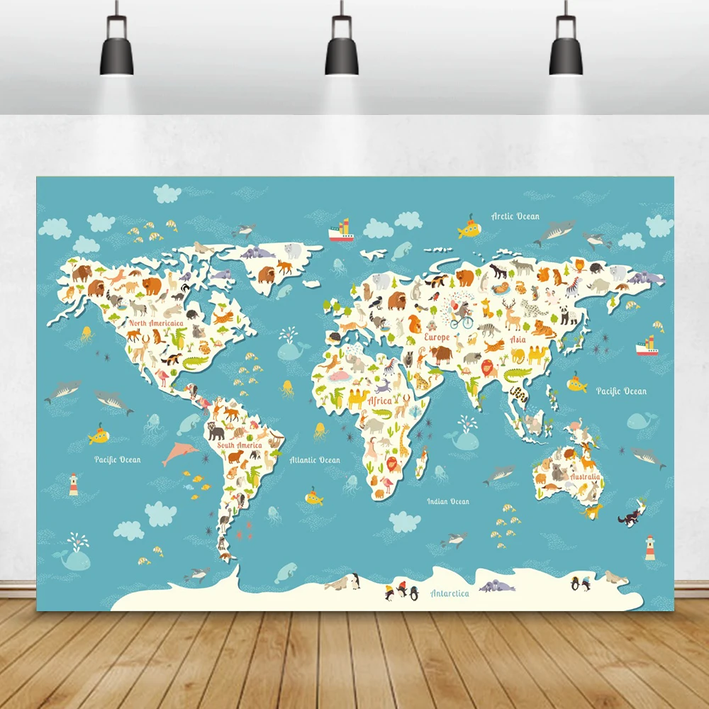 Laeacco Old World Map Pattern Photo Backgrounds Baby Study Portrait Home Decor Photography Backdrops Photocall For Photo Studio