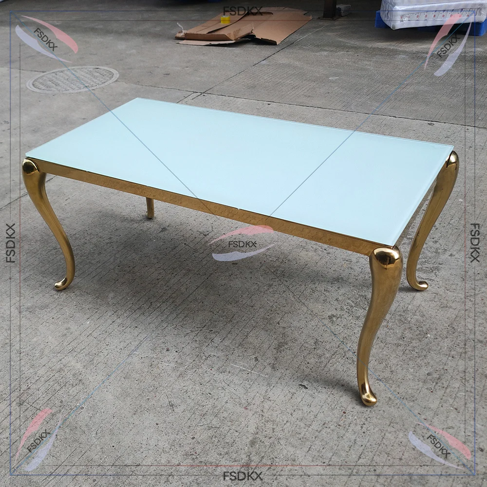 New Ideas Luxury Dining Table Triangle Gold Stainless Steel Mirror Glass Top Wedding Dining Table