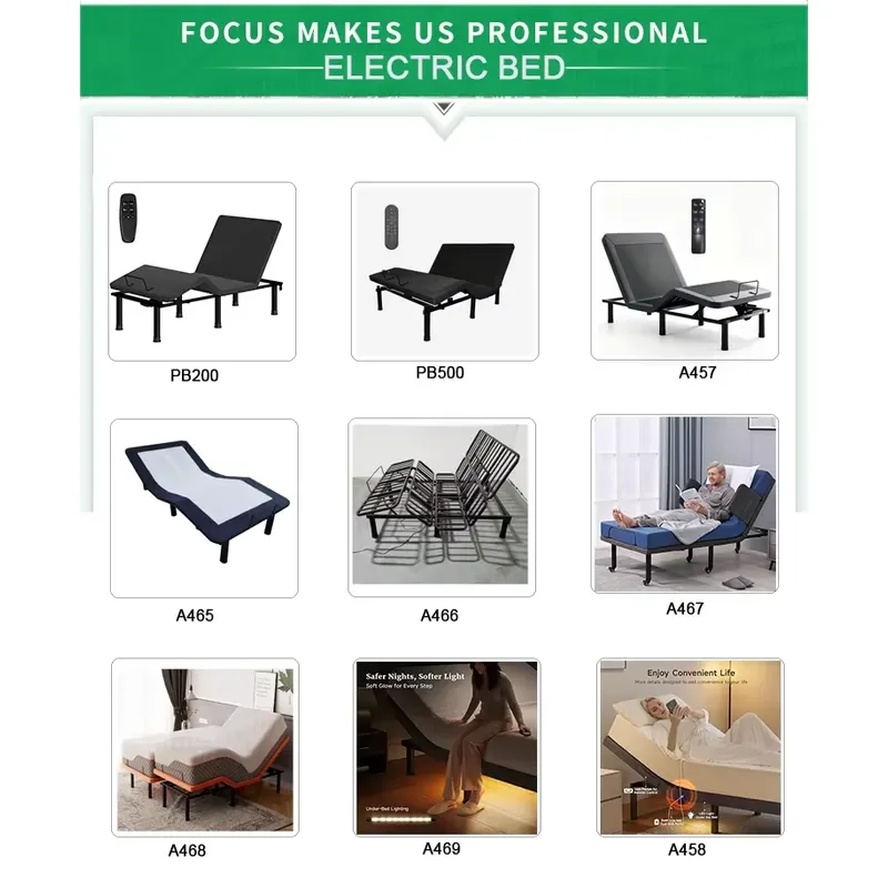 Wholesale Foldable Adjustable Bed Base, Electric Head Foot Lift Adjustable Bed Frame For Bedroom Furniture
