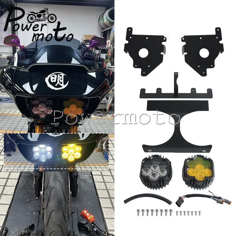 

Комплект светодиодных фар для мотоцикла с дальним/ближним светом, кронштейнами и болтами для Harley Road Glide FLTRX FLTRU FLTRUSE 2015-2025